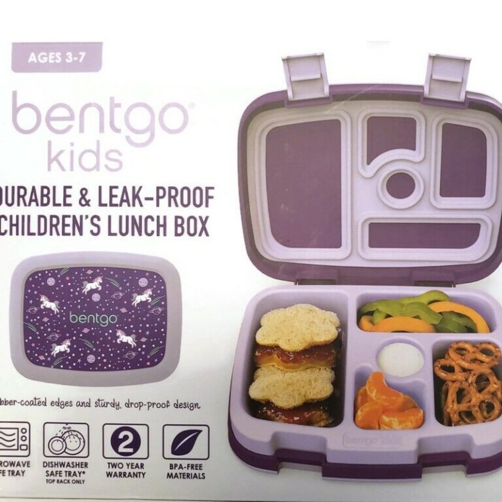 Bentgo Kids Lunch Box Bento-Styled Durable & Leak Proof Unicorn Purple Ages 3-7 - Picture 3 of 6
